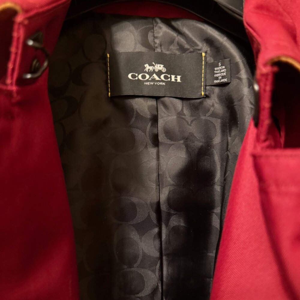 Coach Ruby Red Solid Mid Trench Coat - image 4